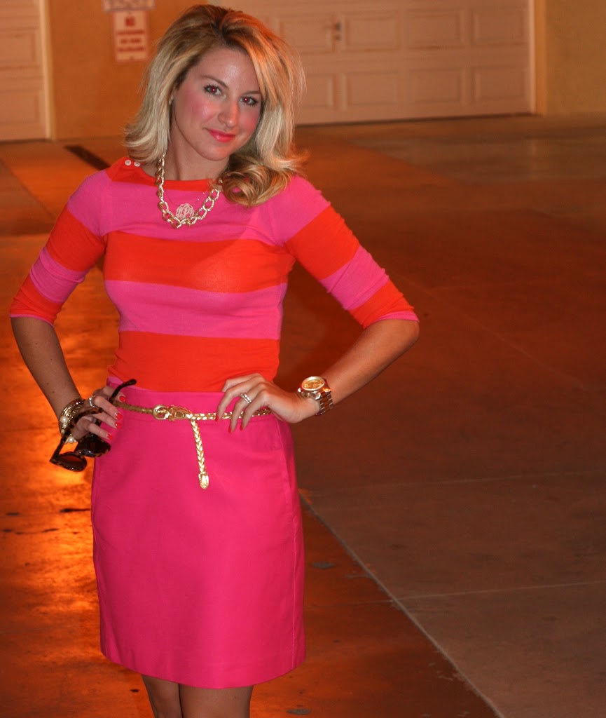 hot pink and orange outfit