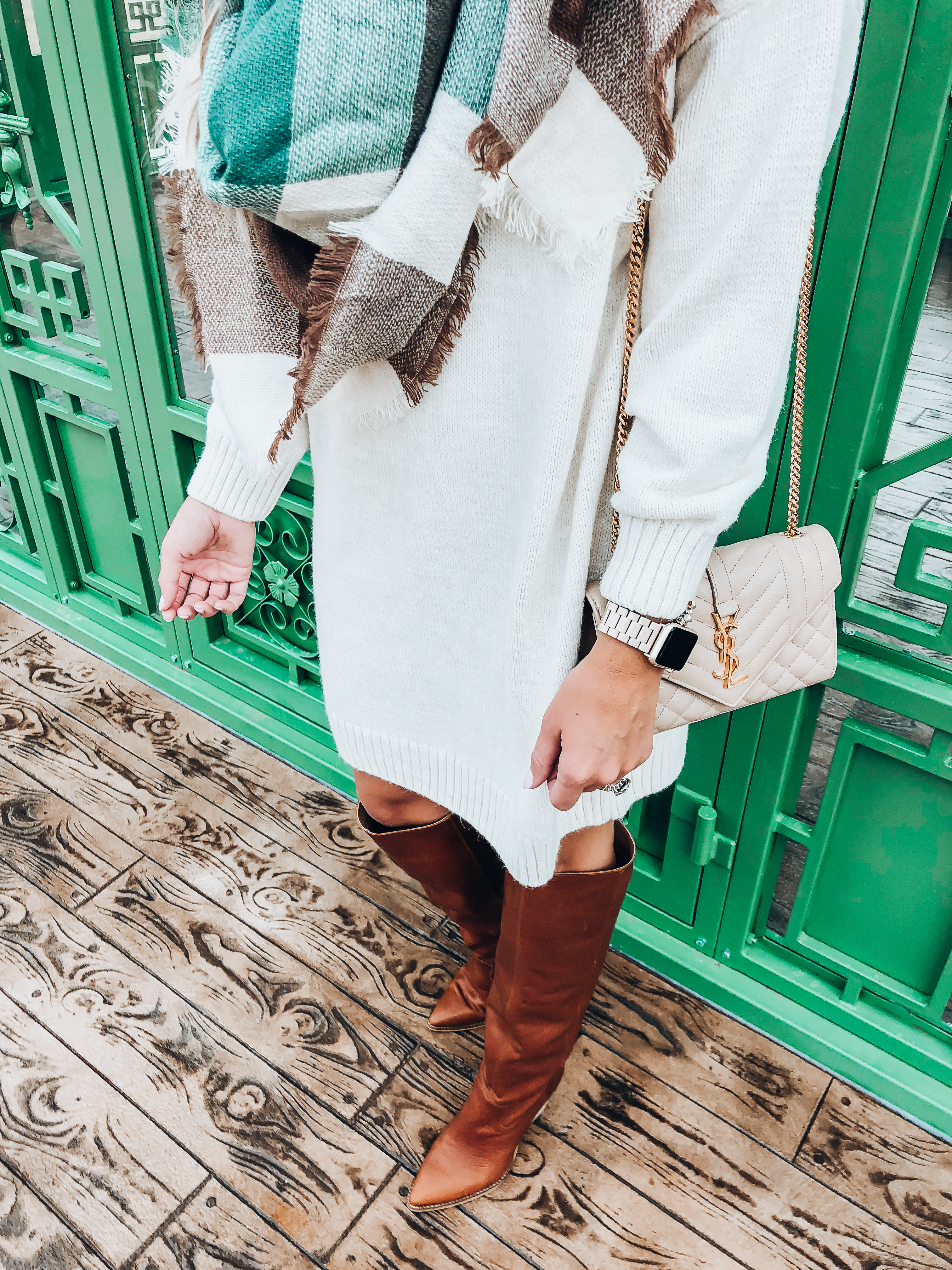 nordstrom fall sweater dress and statement fall boots